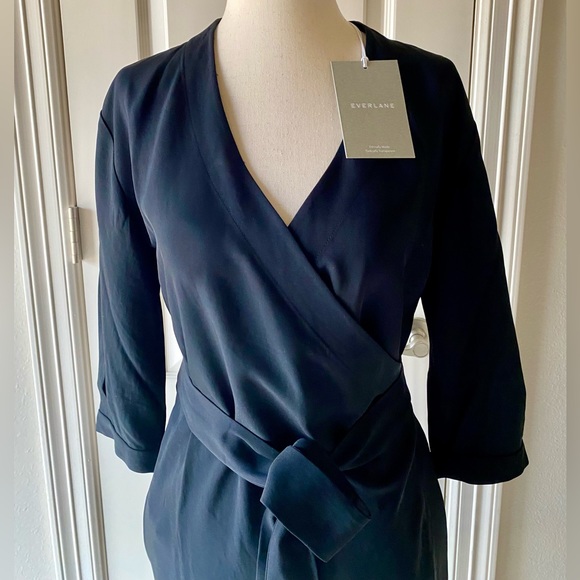 EVERLANE NWT Japanese GoWeave Long-Sleeve Mini Wrap Dress - Picture 6 of 11